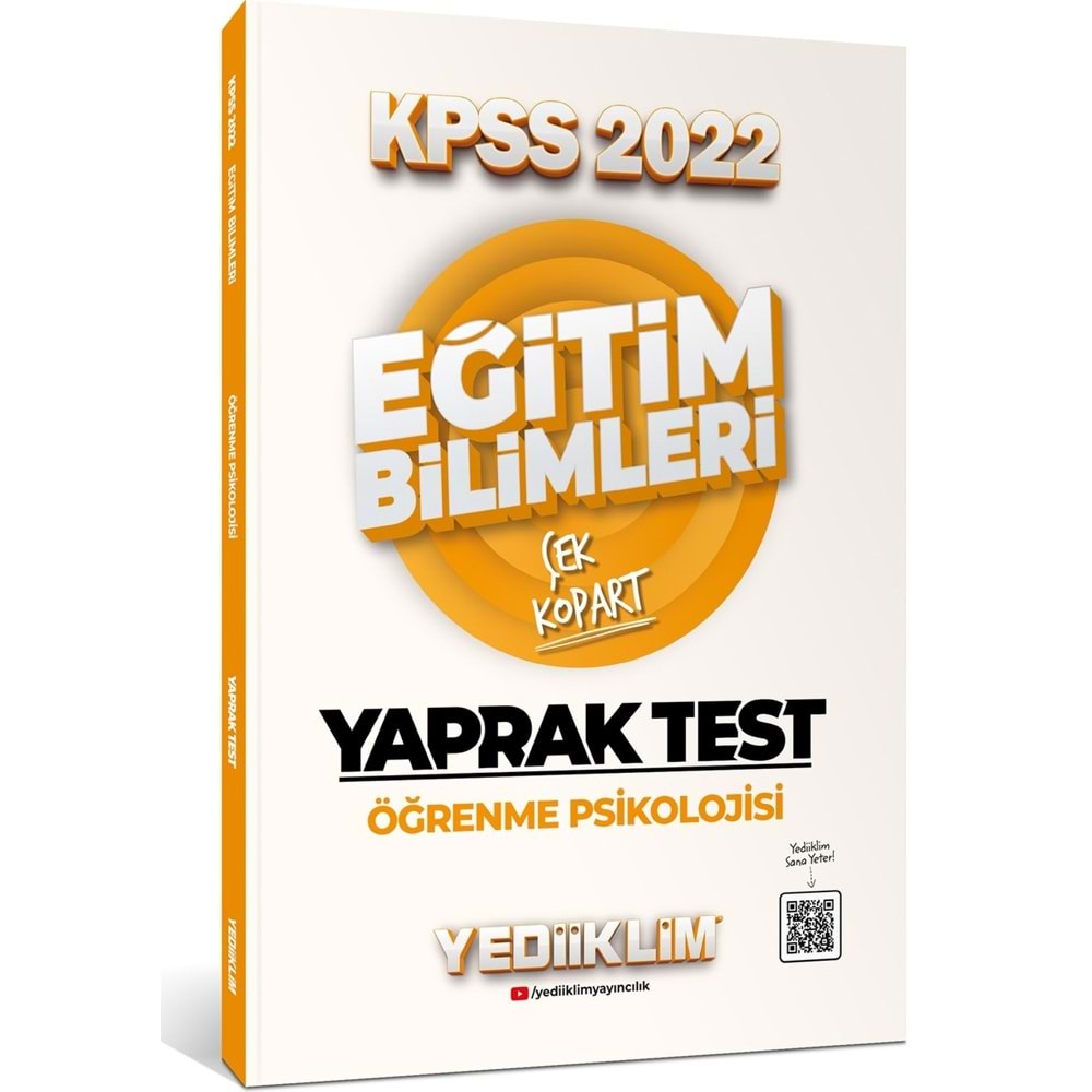 Yediiklim Yayınları 2022 KPSS Eğitim Bilimleri Öğrenme Psikolojisi Çek Kopart Yaprak Test