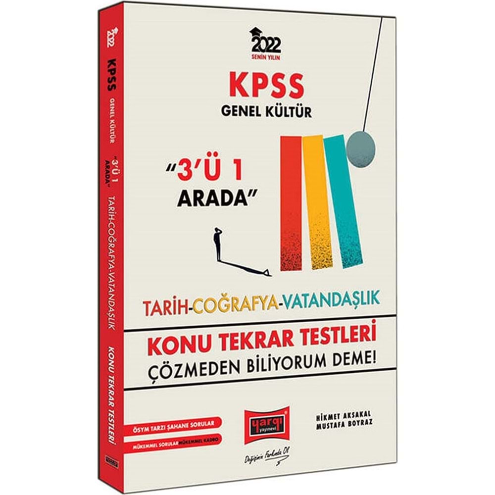 Yargı Yayınevi Yayınevi KPSS 2022 Genel Kültür 3'ü 1 Arada Konu Tekrar Testleri