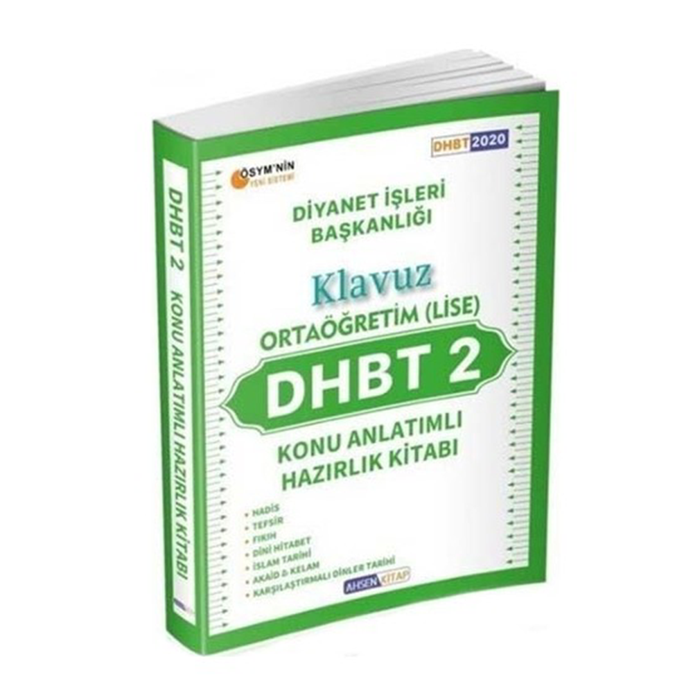 Ahsen Kitap 2020 DHBT 2 Ortaöğretim (Lise) Konu Anlatımlı Hazırlık Kitabı